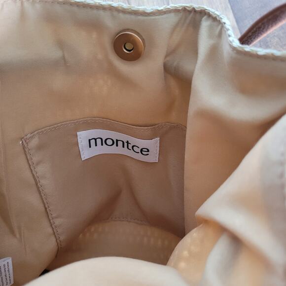 Montce Tan Beige Brown Bucket Bag Adjustable Leather Strap Purse - Picture 6 of 16